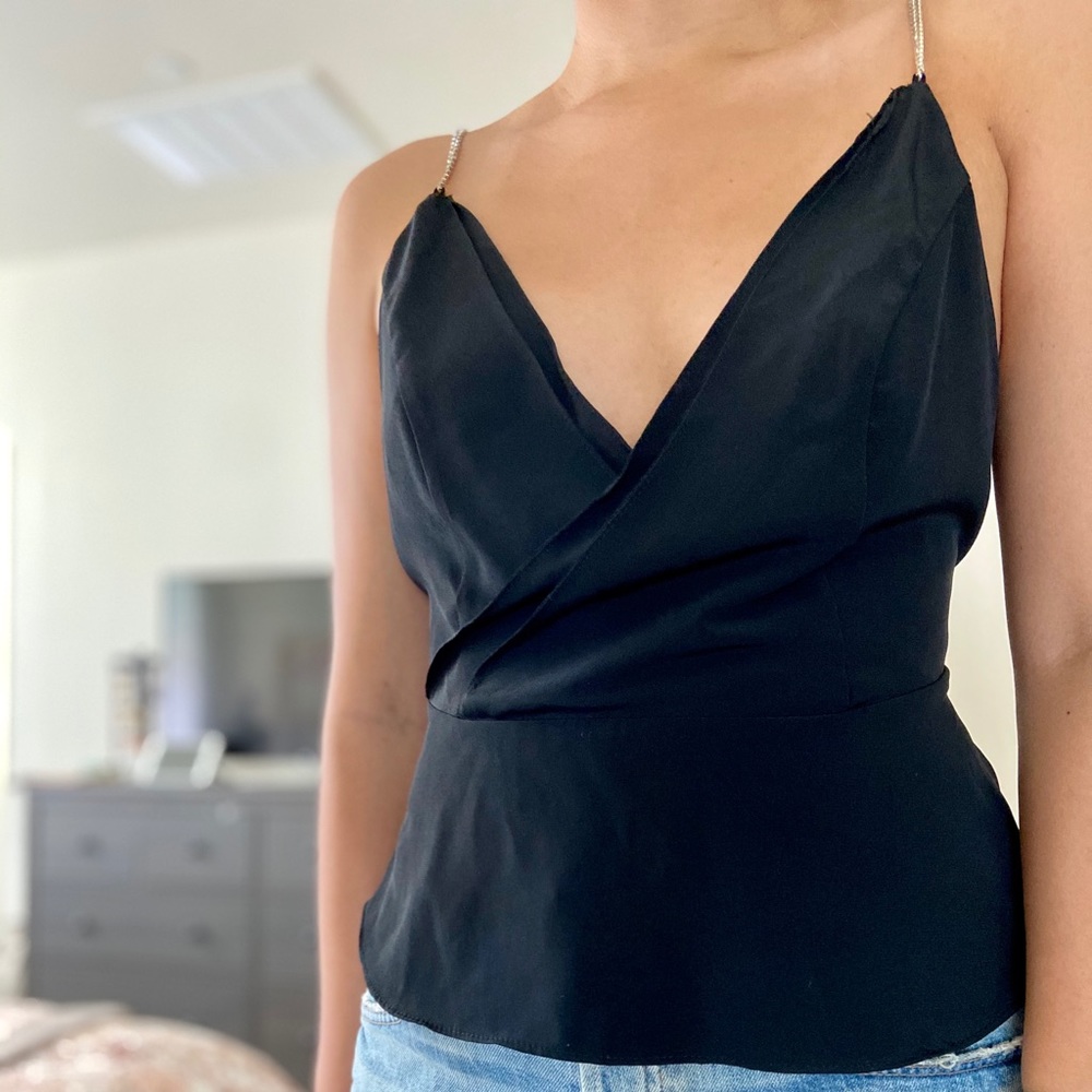 TOPSHOP rhinestone chain strap top